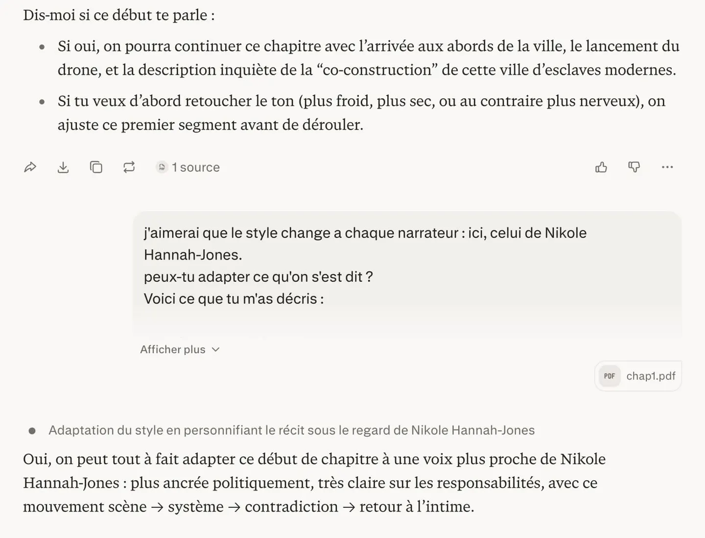 La voix pour l'IA est transformée en mode de pensée narrative