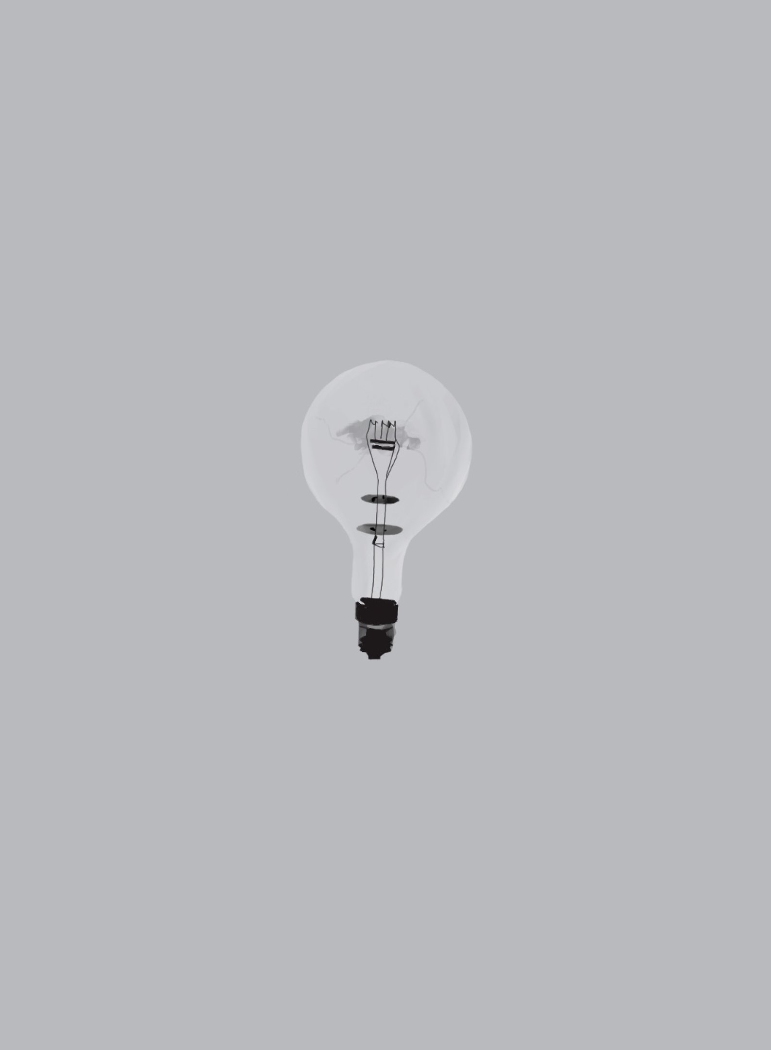 Illustration d’une ampoule en verre éteinte (grillée) sur fond gris.